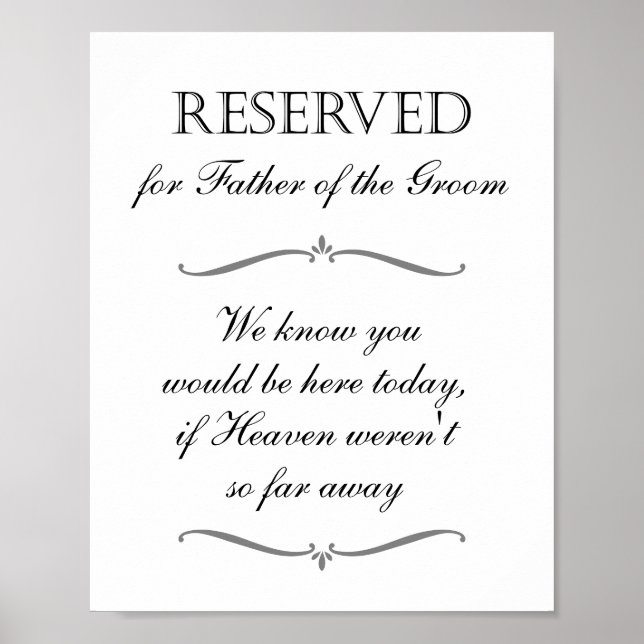 Poster Mémorial de chaise réservée au père du marié pour  (Devant)