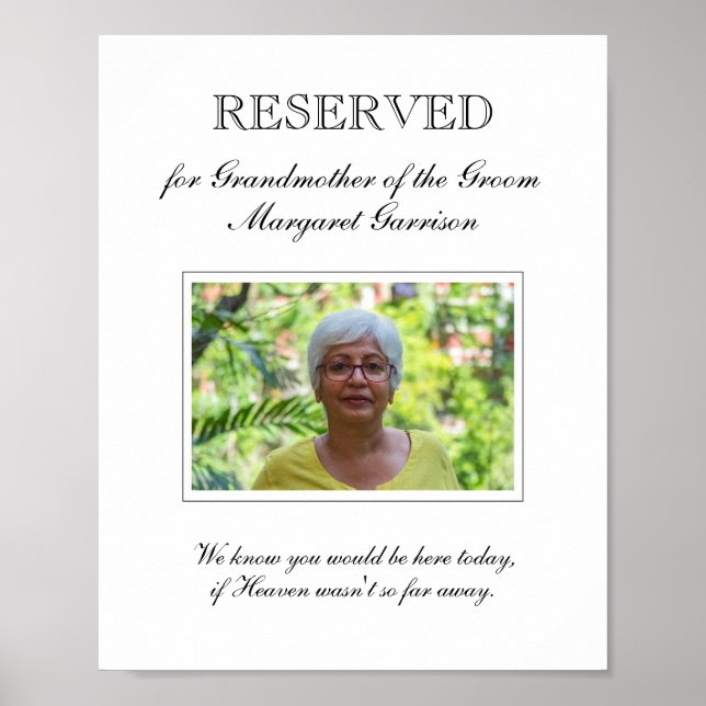 Poster Mémorial de mariage Photo Grand-mère du marié (Devant)