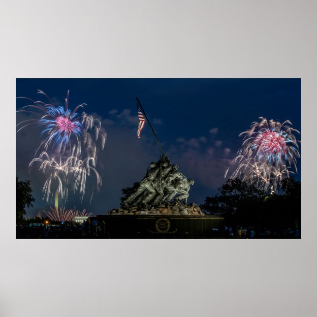 Poster Mémorial d'Iwo Jima pendant les feux d'artifice le (Devant)