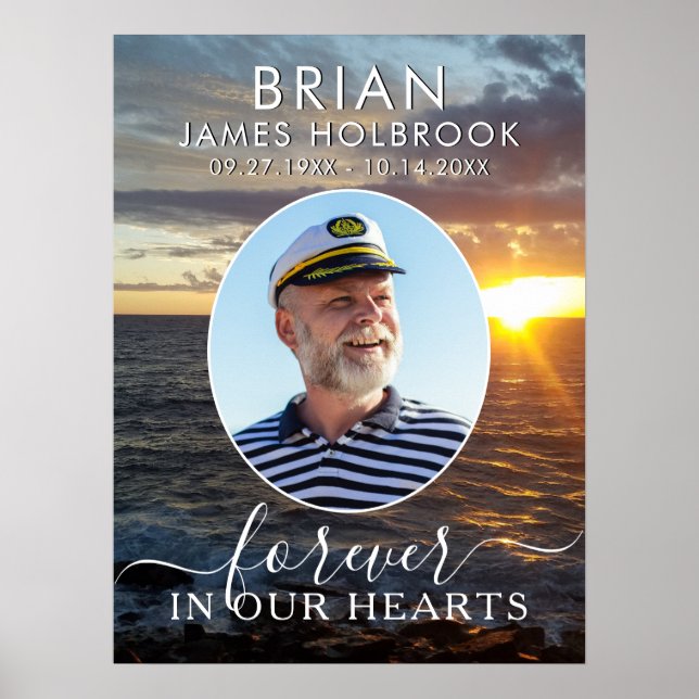 Poster Memorial Ocean Sunset photo pour toujours dans nos (Devant)