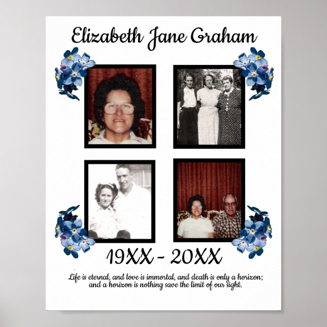 Poster Mémorial Quatre Photo Bleu Oubliez-moi pas les fle (Devant)