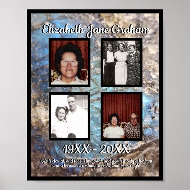 Poster Mémorial Quatre Photo Blue Labradorite Pierre (Devant)