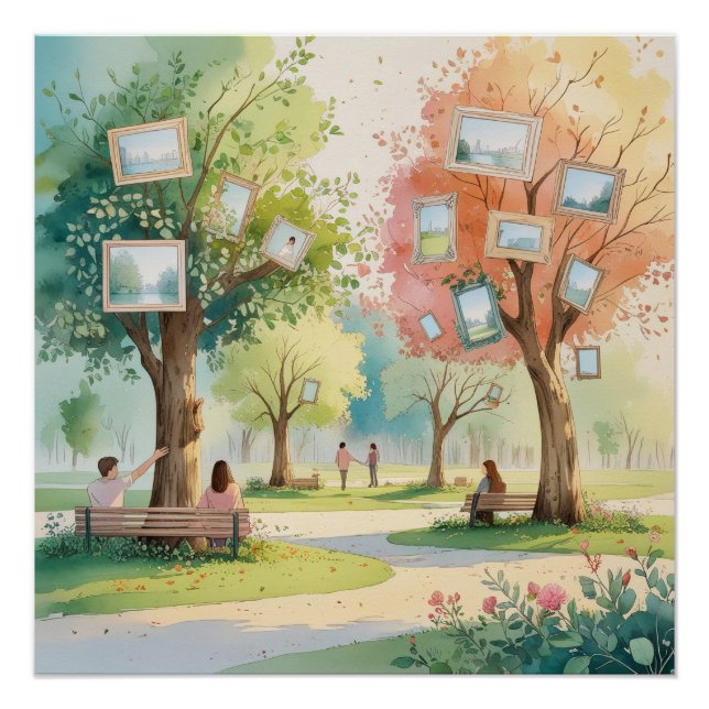 Poster Memory Park – Aquarelle émotionnelle réfléchie  (Devant)