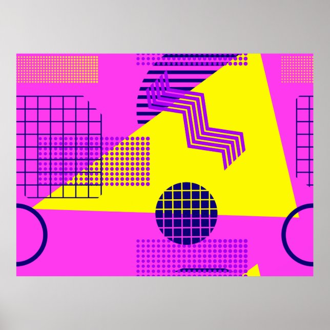 Poster Memphis motif sans faille, formes géométriques dan (Devant)