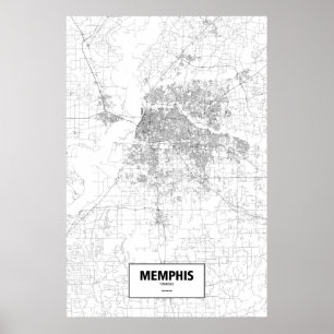 Poster Memphis, Tennessee (noir sur blanc)
