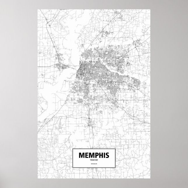 Poster Memphis, Tennessee (noir sur blanc) (Devant)