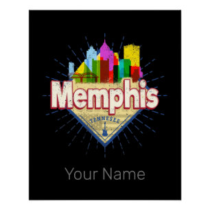 Poster Memphis Tennessee United States Retro Skyline