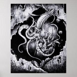 Poster Menacing Squid