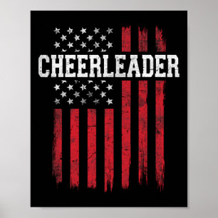Poster Menagère de pom-pom girls Fière Drapeau Américain 