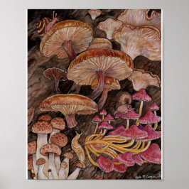 Poster Ménagerie de champignons