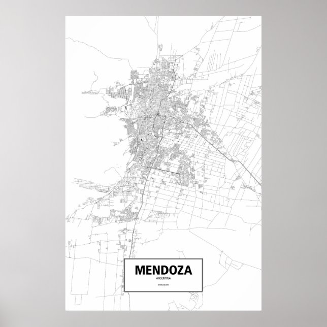 Poster Mendoza, Argentine (noir sur blanc) (Devant)