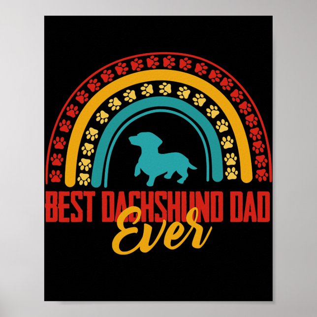 Poster Mens Best Dachshund papa jamais Rainbow Dachshund (Devant)