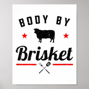 Poster Mens Drôle Barbecue Corps Par Brisket Griller Ou F