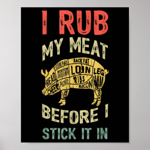 Poster Mens Drôle Papa Aime Barbecue Je Frotte Ma Viande 