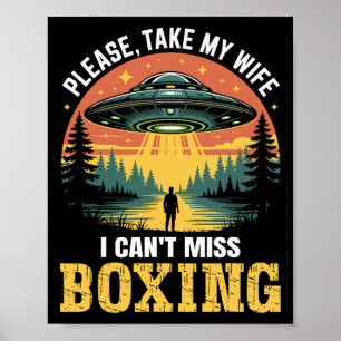 Poster Mens Drôle Ufo Boxe Plaisanterie Alien Abduction R