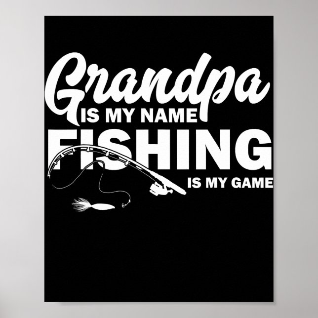 Poster Mens Fête des pères Grand-Père Est Mon Nom Pêche E (Devant)
