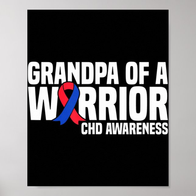 Poster Mens Grand-père d'un guerrier CHD Coeur congénital (Devant)