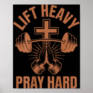 Poster Mens Gym Christian Workout Papa Lève Lourd Prière 