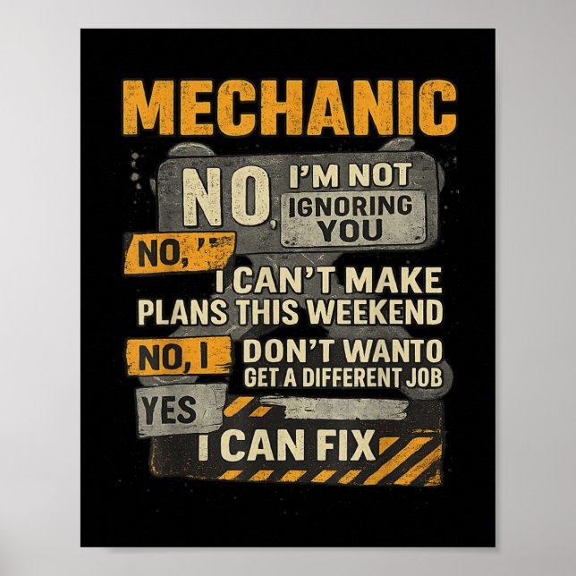 Poster Mens Non Je N'Ignore Pas Vous Humour Mécanique De  (Devant)