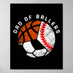 Poster Mens Papa Of Byllers Fun Bysebyll Soccer Bysketbyl