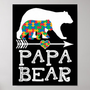 Poster Mens Papa Ours Autisme Hommes Père Papa Autisme Aw