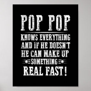 Poster Mens Pop Pop Tout savoir Fête des pères Drôle
