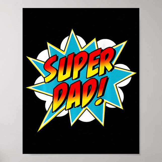 Poster Mens Super Papa Comic Book Superhero Fête des père (Devant)