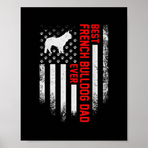 Poster Mens Vintage USA American Flag Best French Buldog