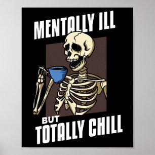 Poster Mentalement Mal Mais Totalement Chill Halloween Sq