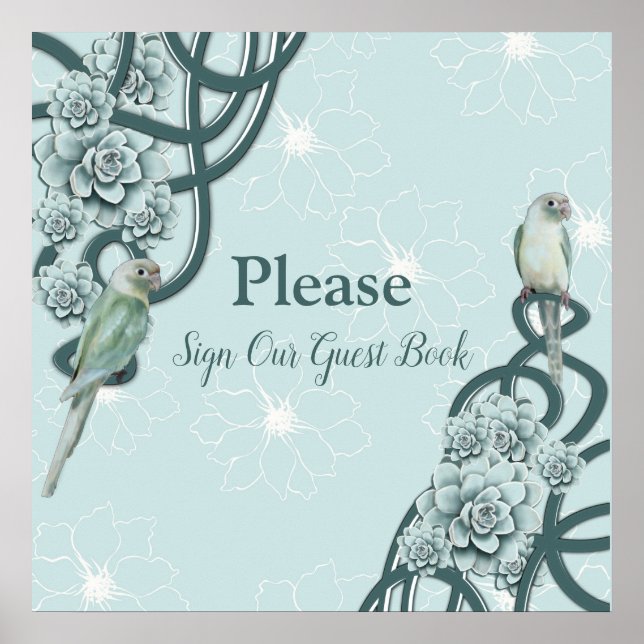 Poster Menthe bleu pin Vert Succulents (Devant)