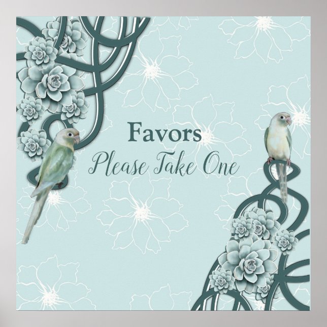 Poster Menthe bleu pin Vert Succulents (Devant)