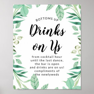 Poster Menthe Boissons sur nous Open Bar Wedding Réceptio