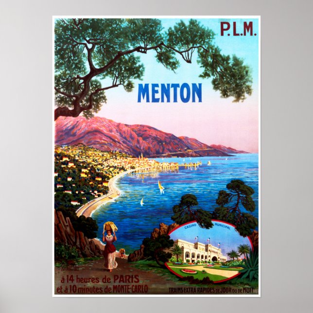 Poster MENTON Côte d'Azur France Voyage (Devant)