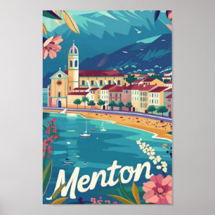 Poster Menton France Célèbre Vintage voyage Place