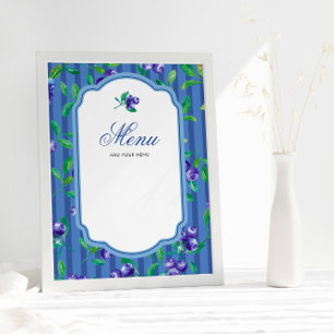 Poster Menu Baby shower sucré aux bleuets