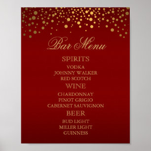 Poster Menu Bar - Gold Confetti Maroon
