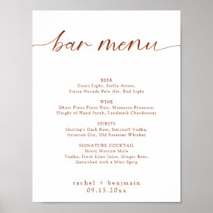 Poster Menu Bar Mariage Terracotta Rouille Automne Minima