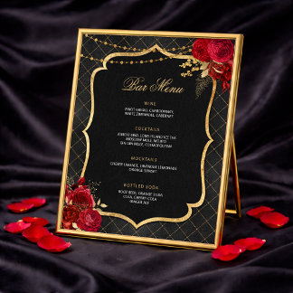 Poster Menu Bar Noir, Rouge et Or