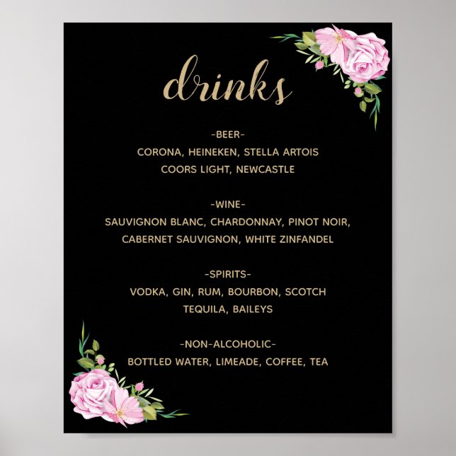 Poster Menu Chic Roses Roses Roses Roses Noires (Devant)