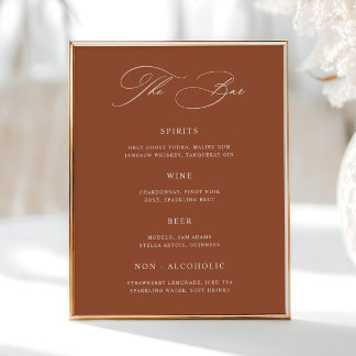 Poster Menu Classic Terracotta Mariage Bar