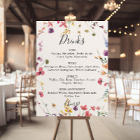 Menu classique de boissons de mariage floral sauva