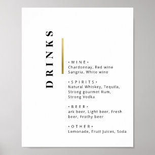 Poster Menu de bar de mariage à typographie noir et blanc