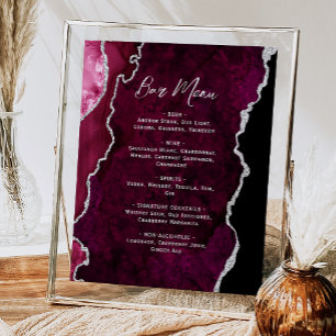 Poster Menu de bar de mariage en écriture script Agate ar