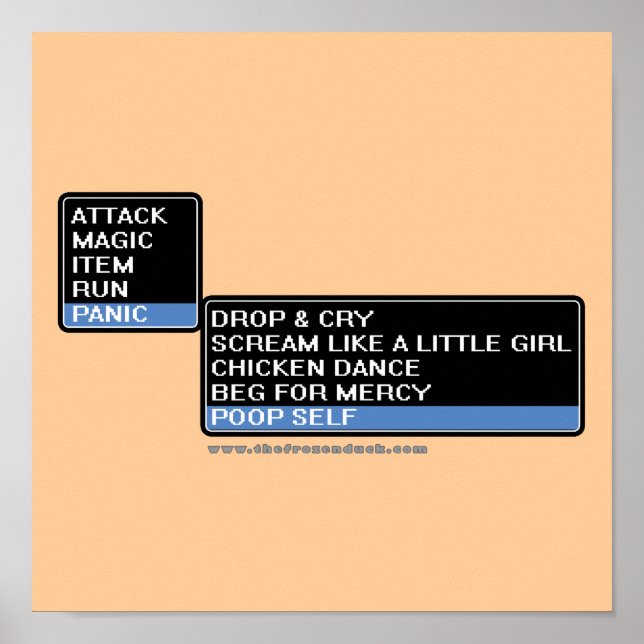 Poster Menu de bataille RPG 8 bits (Devant)