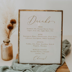 Poster Menu de boissons de mariage crème à calligraphie d