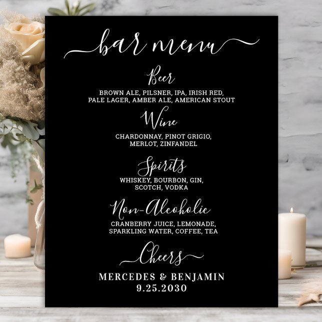 Poster Menu de boissons personnalisé pour mariage moderne (Créateur téléchargé)