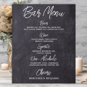 Poster Menu de Boissons Personnalisé pour Mariage Rustiqu