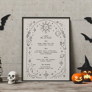 Poster Menu de Boissons pour un Mariage Céleste Vintage,