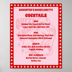 Poster Menu de cocktails pour l'enterrement de vie de jeu