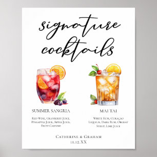 Poster Menu de cocktails signature Sangria au bord de la